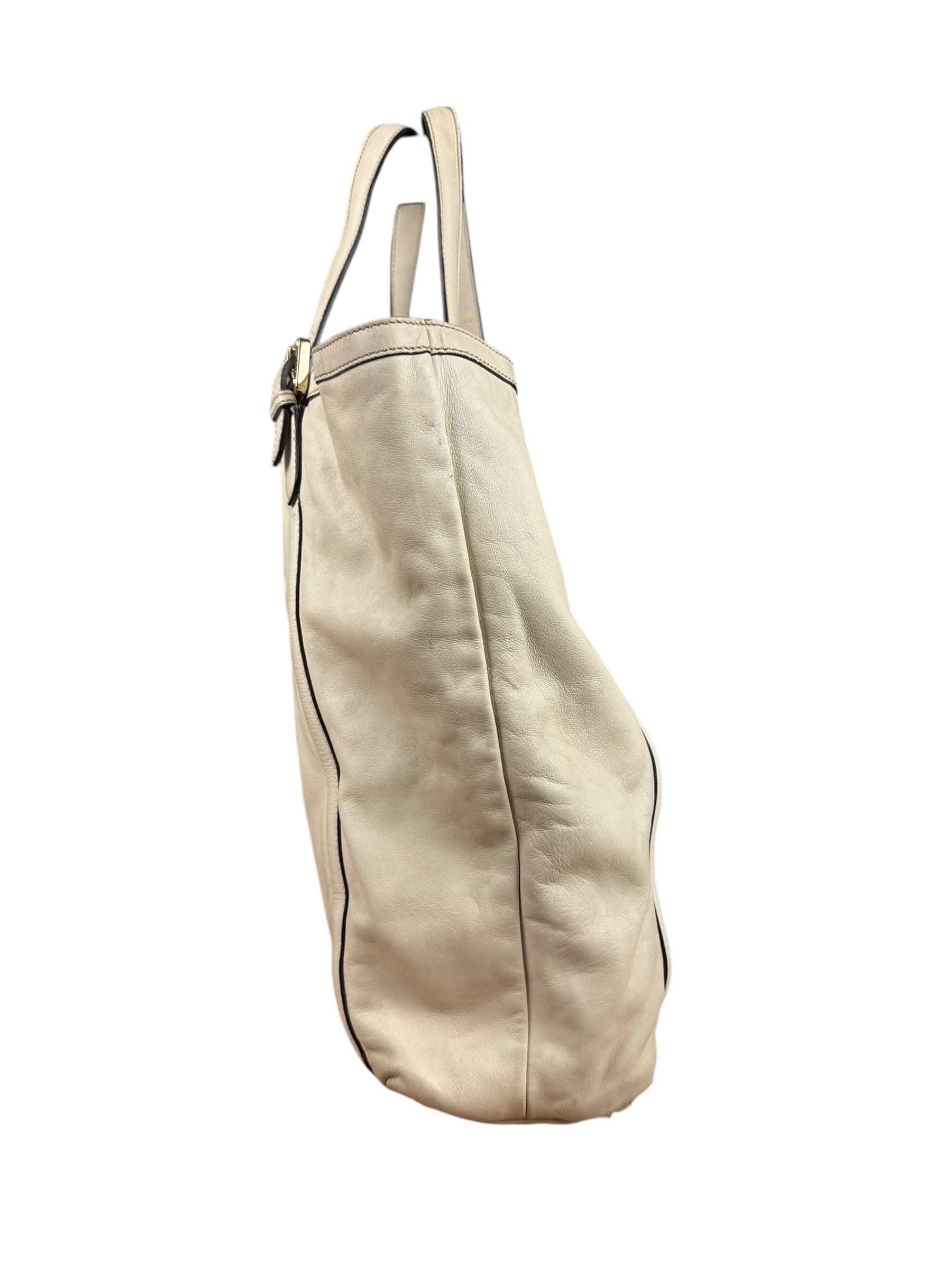 Gucci Britt Leather Tote Beige