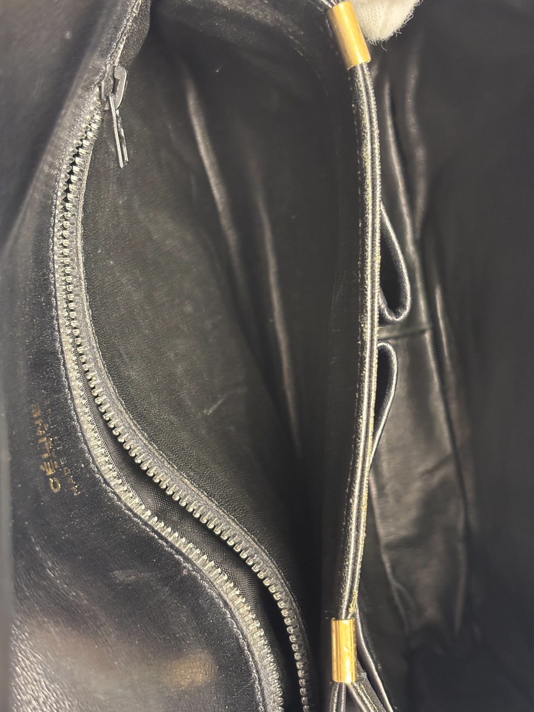 Celine Vintage Black Leather Shoulder Bag