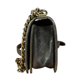 Chanel Metallic Dark Bronze Leather Old Medium Boy Flap Shoulder Bag