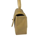 Chanel Vintage Beige Lambskin Chevron Coco Handle Flap Two-Way Bag 1991