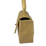 Chanel Vintage Beige Lambskin Chevron Coco Handle Flap Two-Way Bag 1991