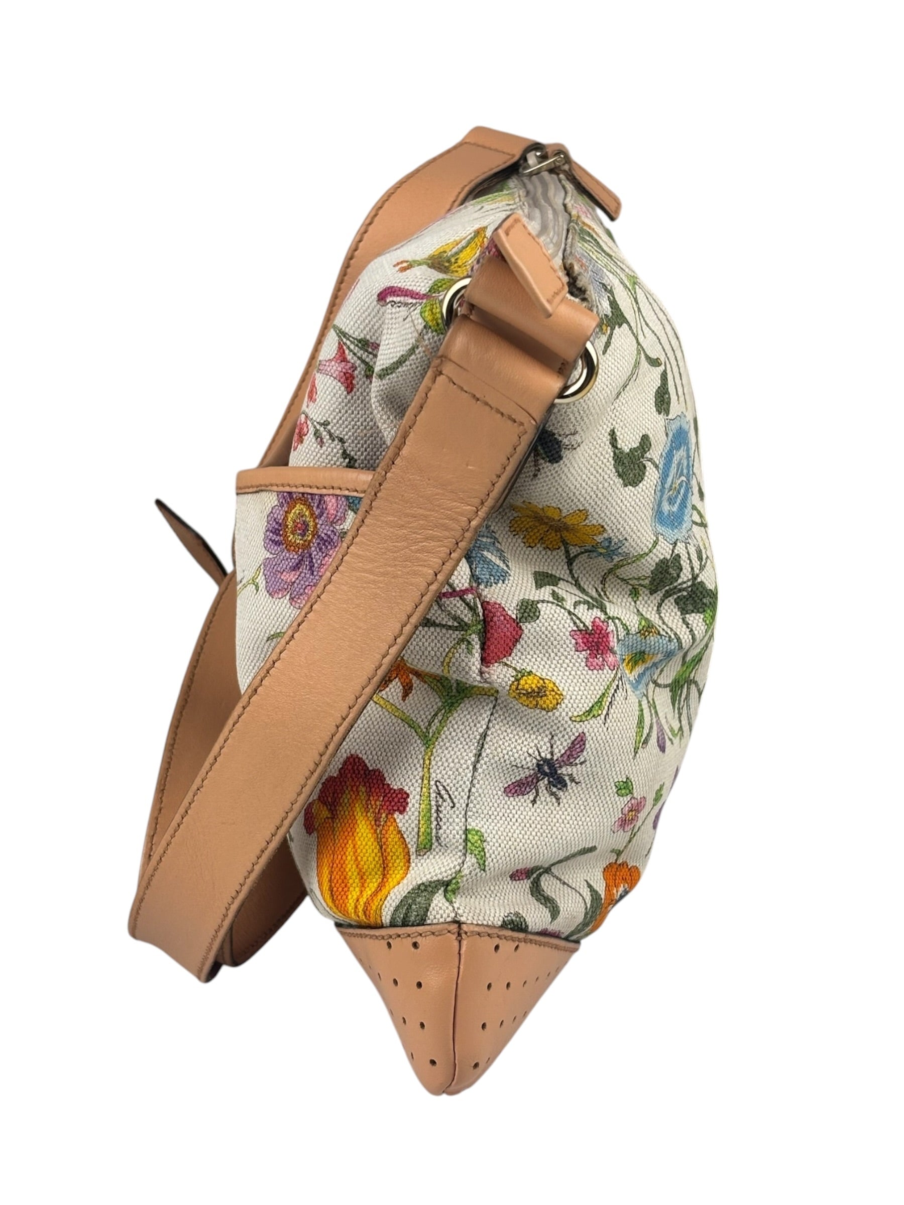 Gucci Vintage Leather/Canvas Blooms Crossbody