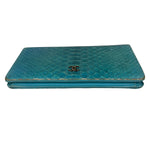 Chanel Turquoise Blue Python Long Wallet 2014