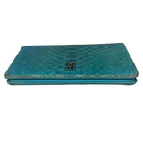 Chanel Turquoise Blue Python Long Wallet 2014