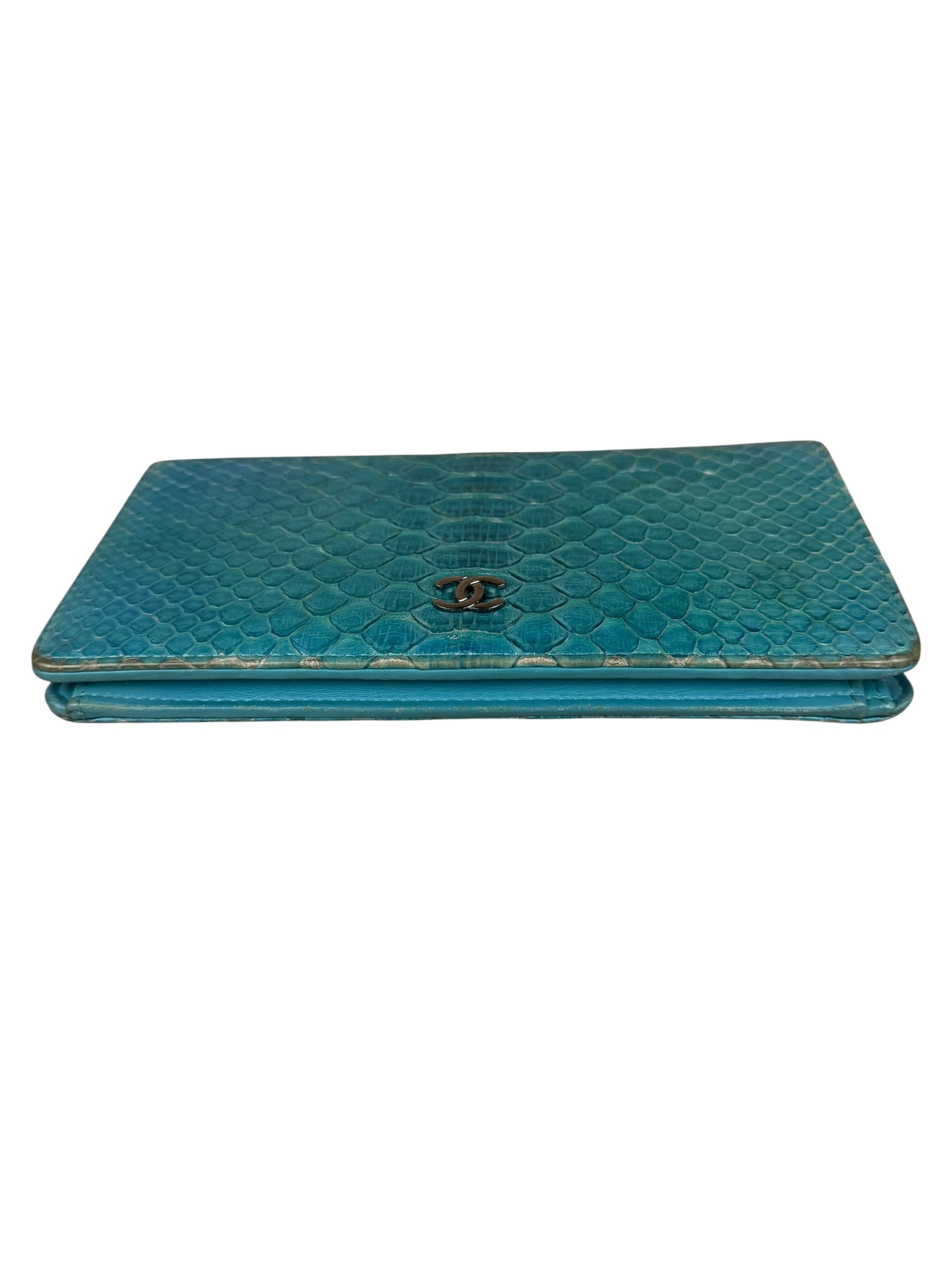 Chanel Turquoise Blue Python Long Wallet 2014