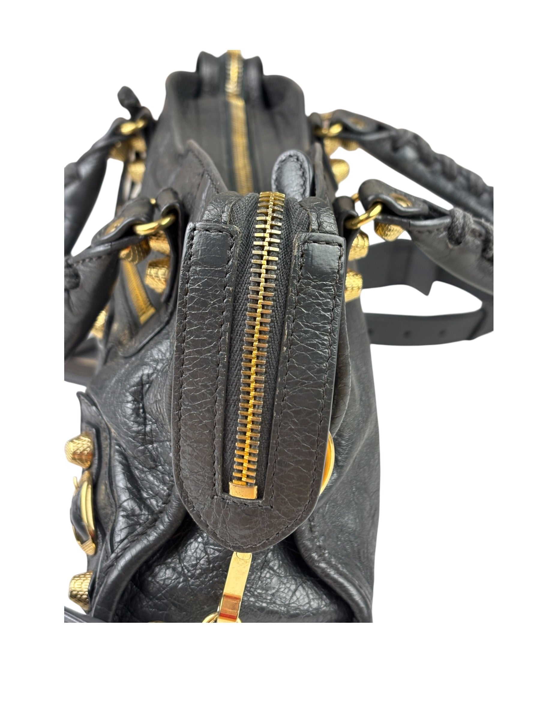 Balenciaga Grey Lambskin Motocross City Two-Way Bag