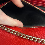 Gucci Red Leather GG Wallet on Chain Bag