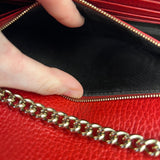 Gucci Red Leather GG Wallet on Chain Bag