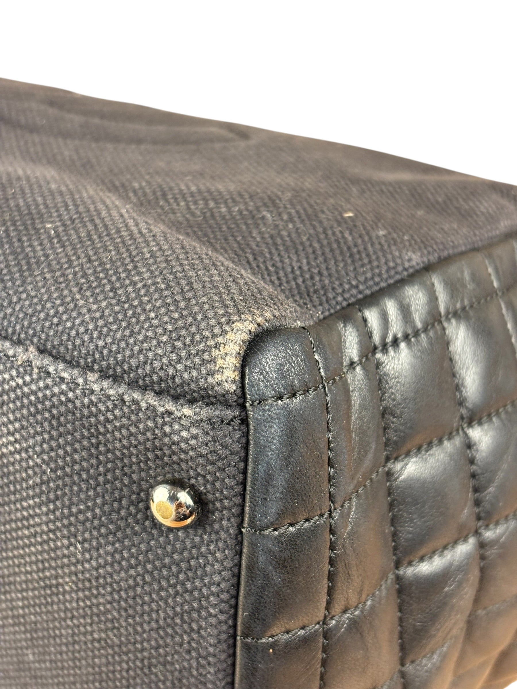 Chanel Vintage Canvas & Leather Chocolate Bar Fold-Over Tote Bag