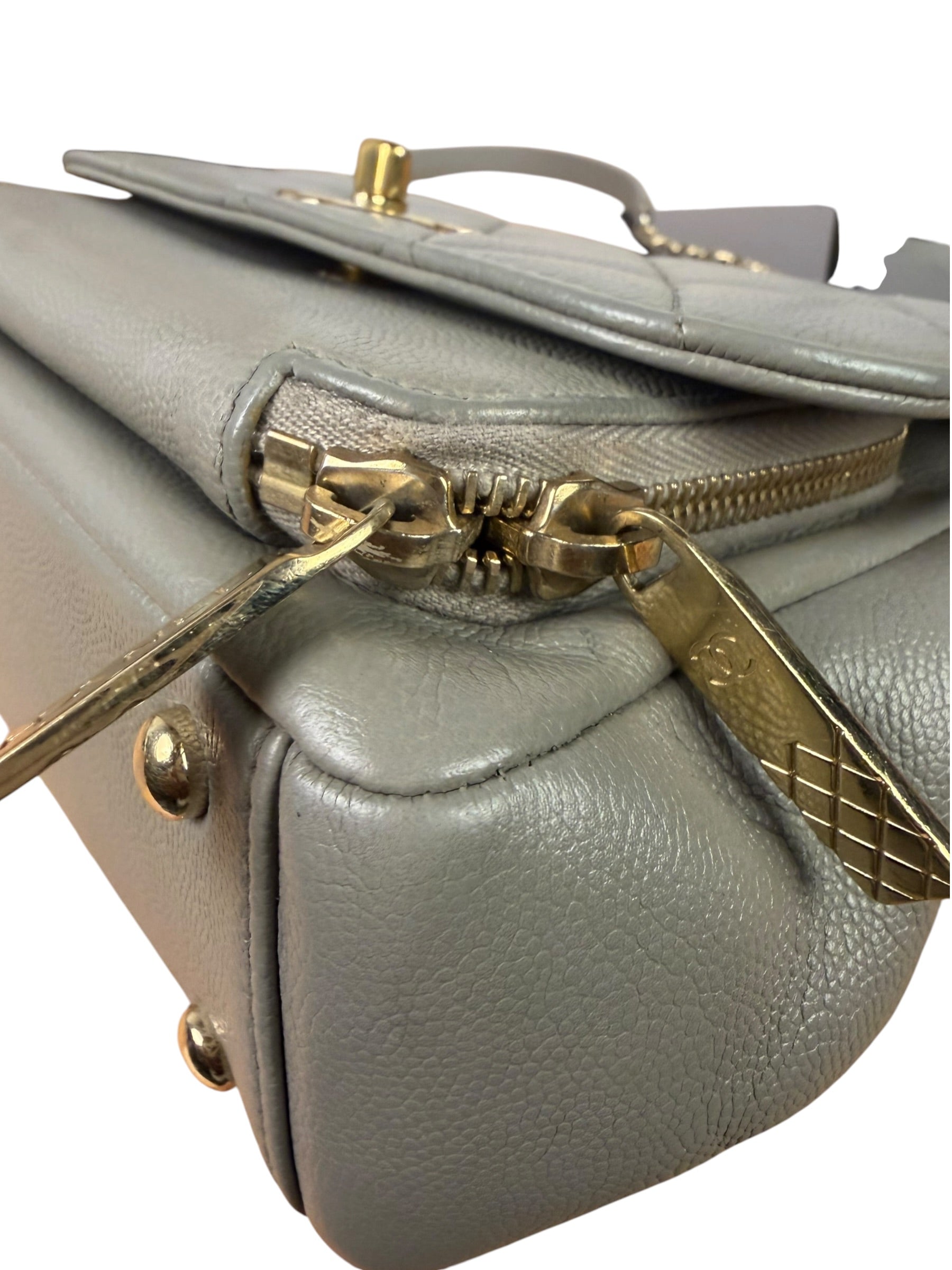 Chanel Grey Quilted Leather Mini Business Affinity Flap Bag 2019
