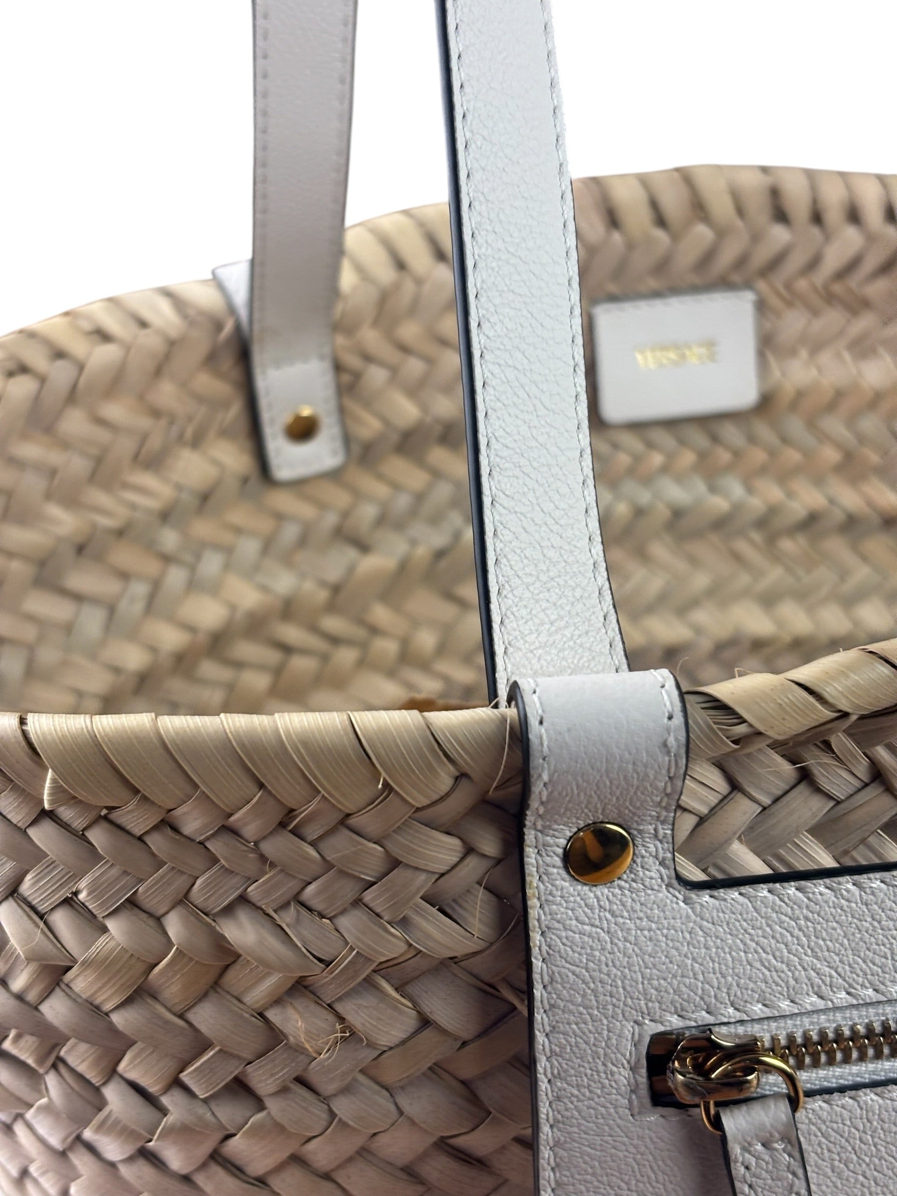 Versace Leather Trim Basket Bag