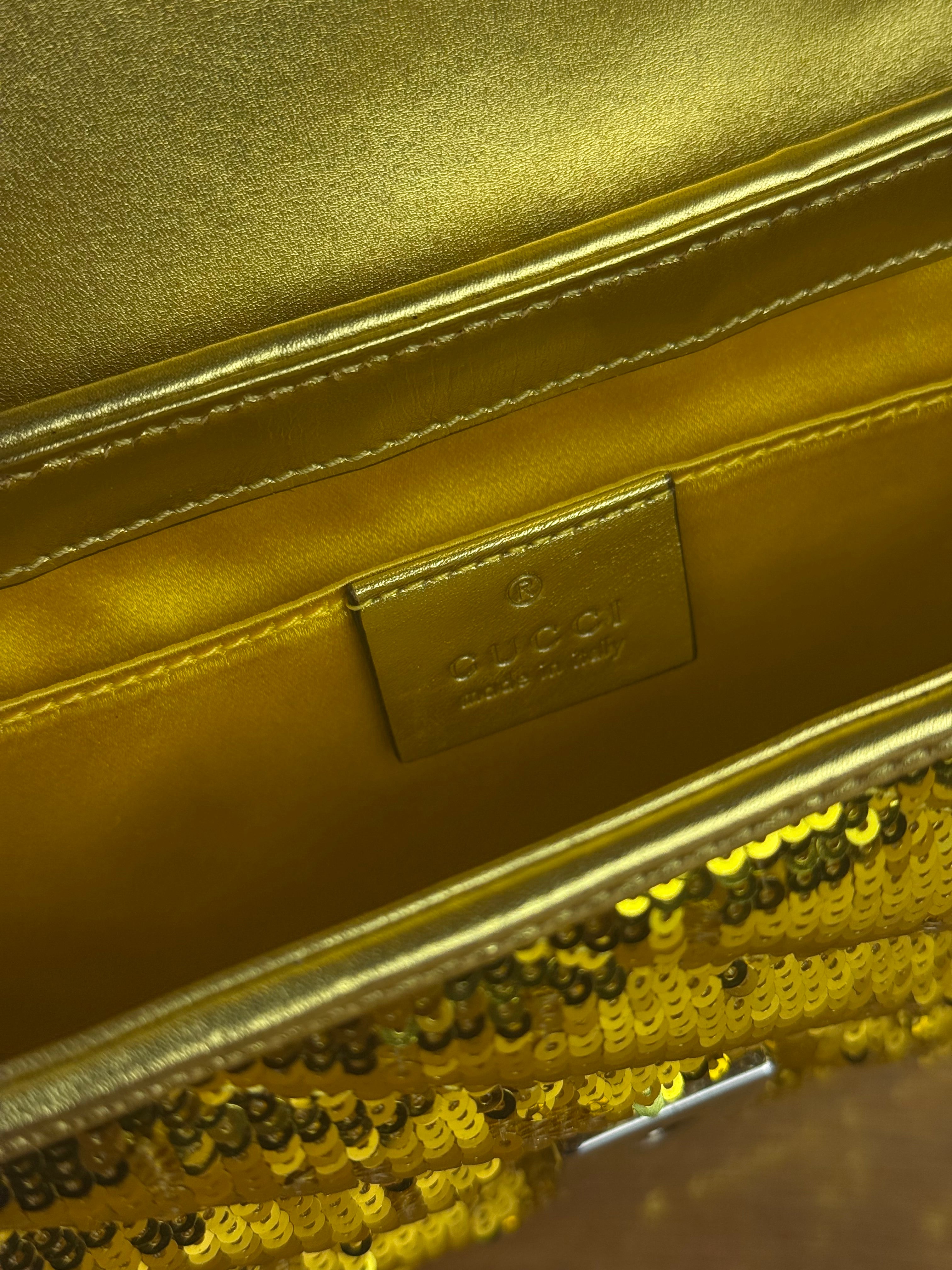 Gucci GG Marmont Gold Sequin Chain Shoulder Bag