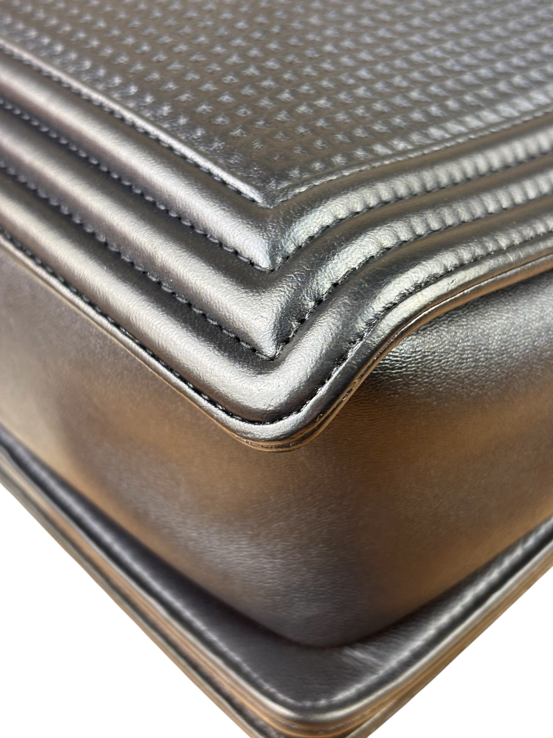 Chanel Navy Lambskin Cube Embossed XL Boy Flap 2013