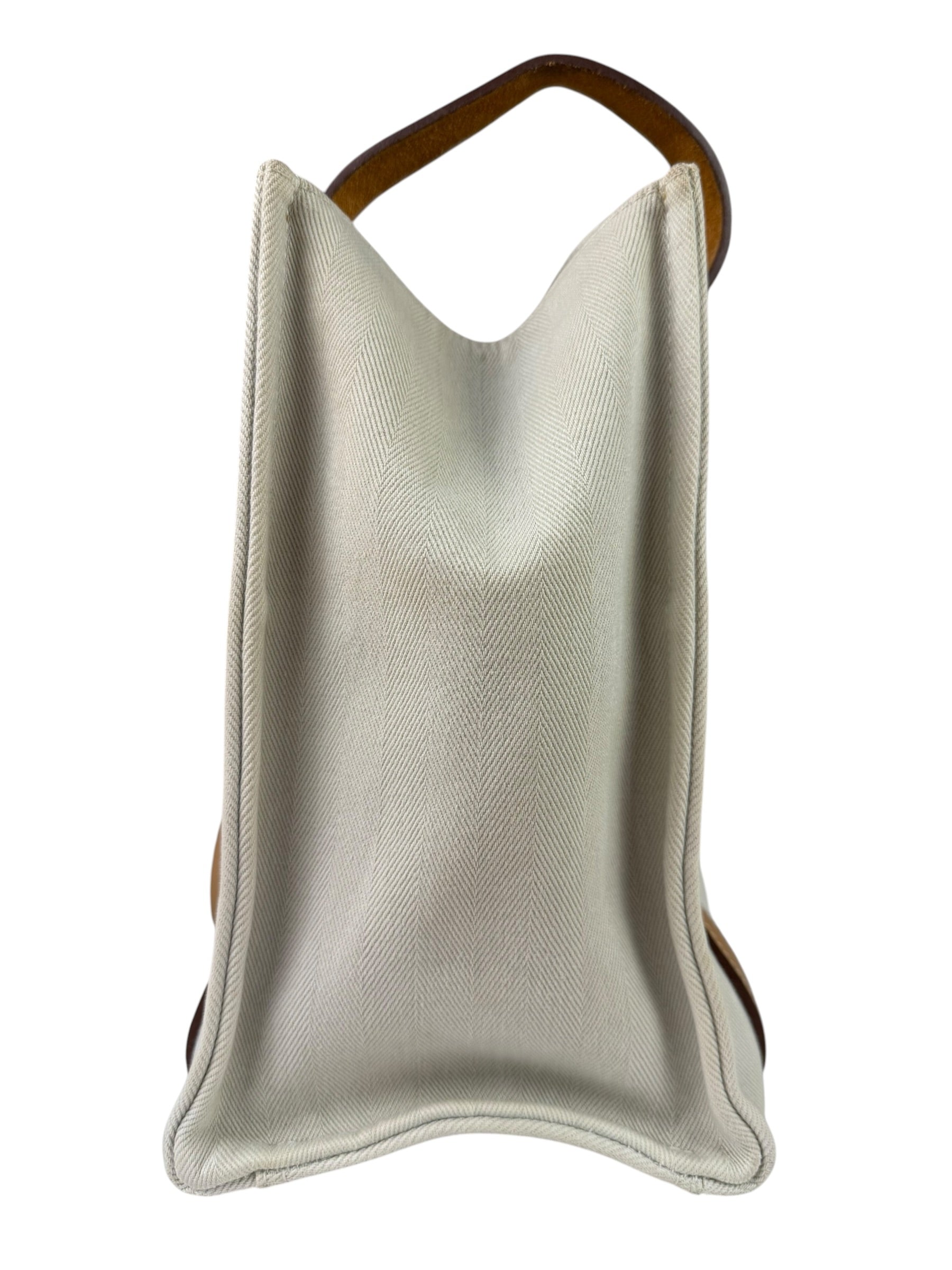 Hermes Beige/Brown Leather Trim Cabalicol Tote
