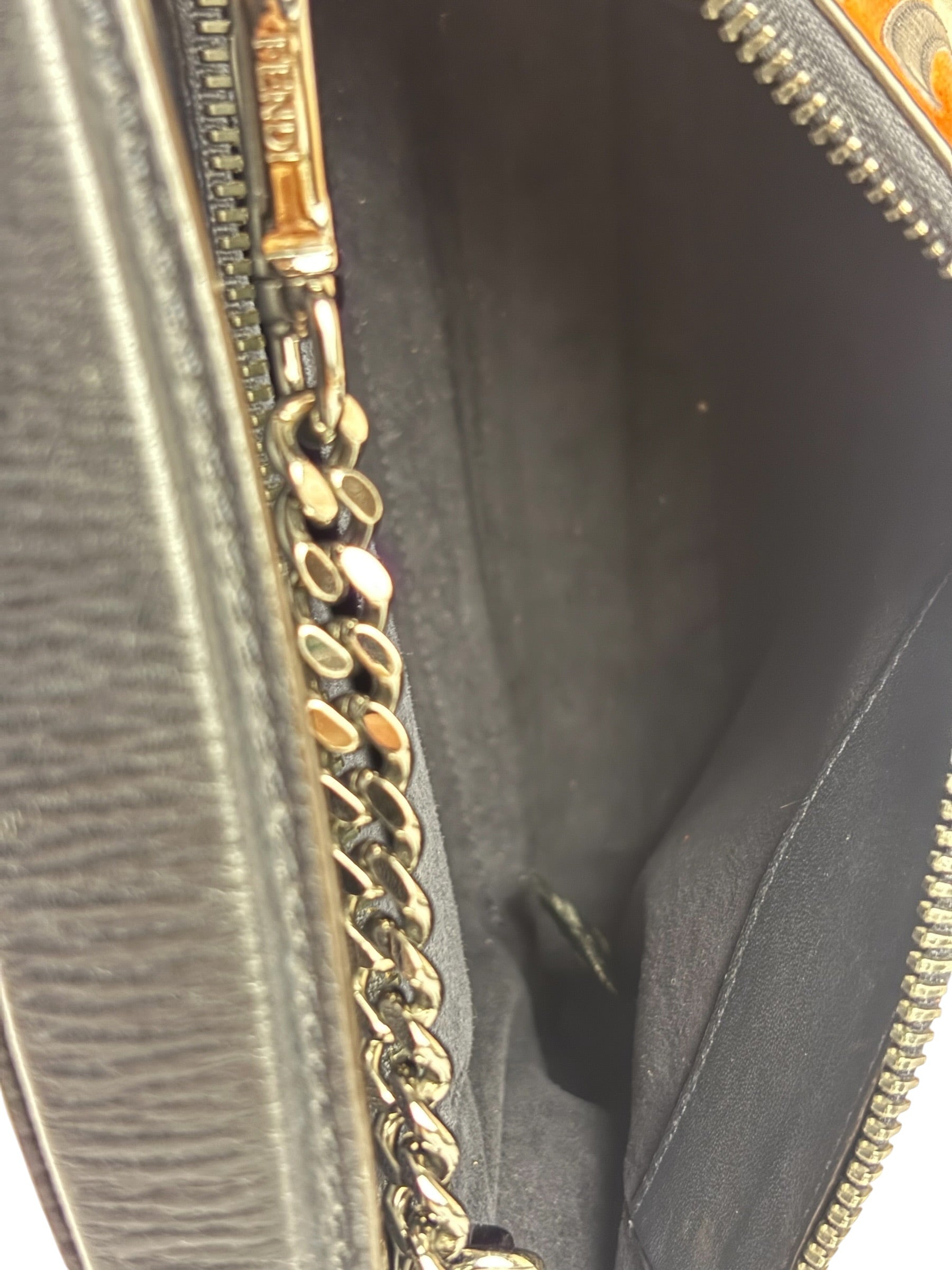 Fendi Navy/Red Leather Trim/Suede Dotcom Striped Two-Way Bag