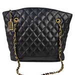 Chanel Vintage Black Quilted Lambskin Chain Shoulder Bag 1989
