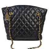 Chanel Vintage Black Quilted Lambskin Chain Shoulder Bag 1989
