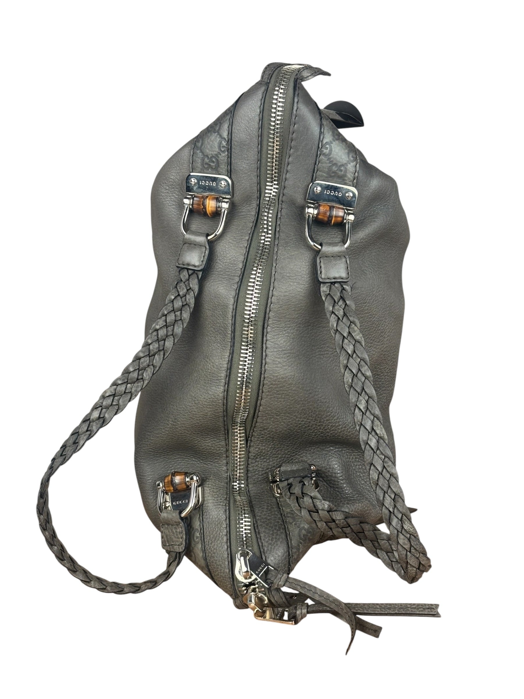 Gucci Supple Gray Bamboo Bar Medium Shoulder Bag