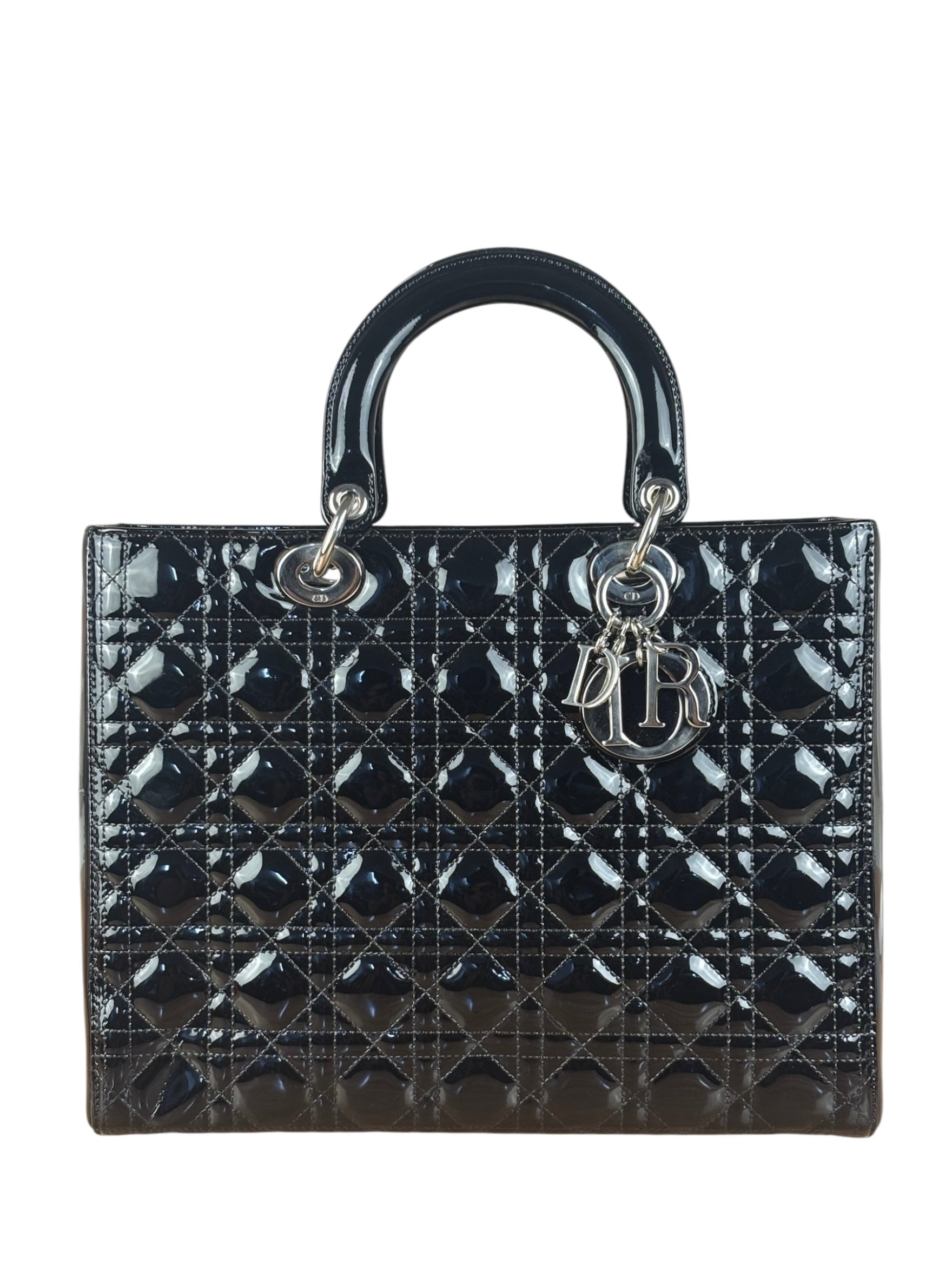 Christian Dior Black Cannage Quilted Leather Medium Lady Dior Handbag