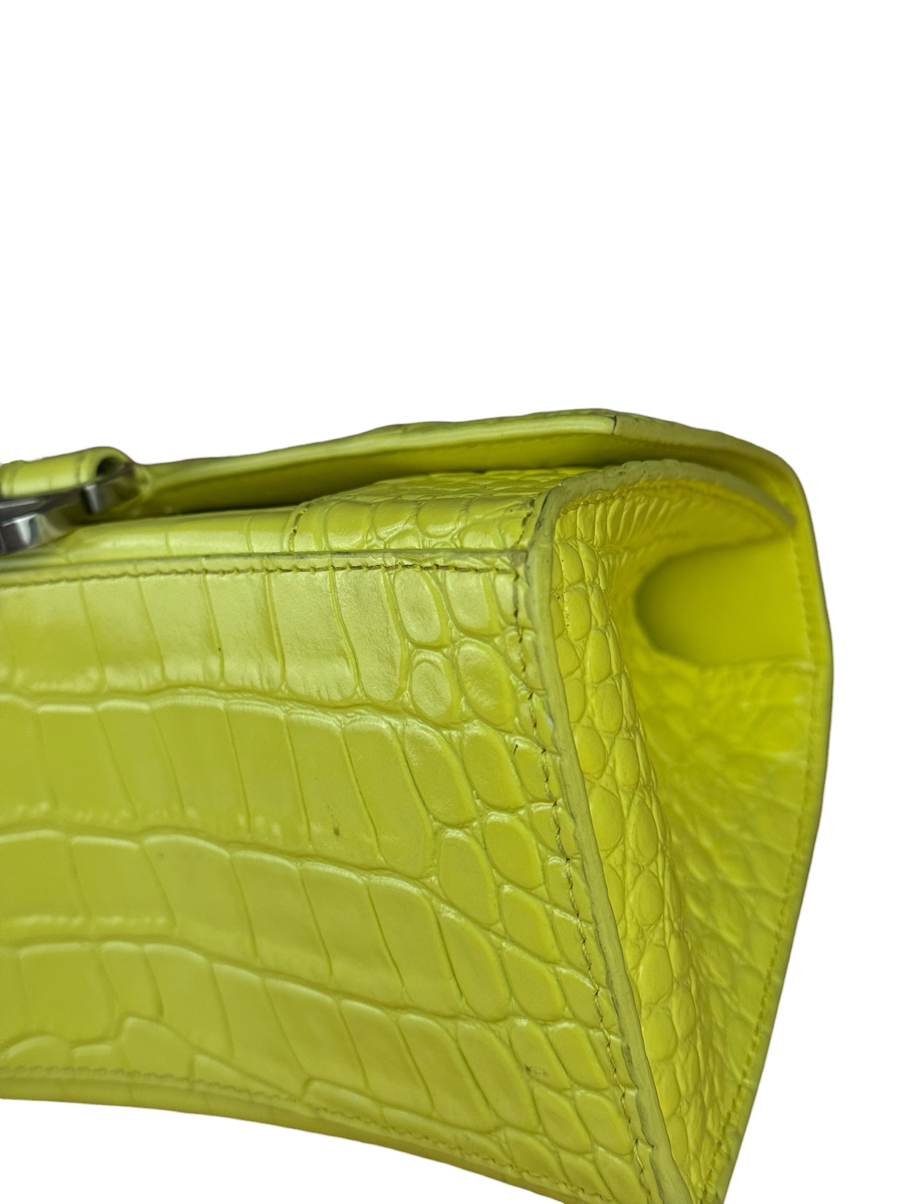 Balenciaga Small Yellow Croc Hourglass 2Way