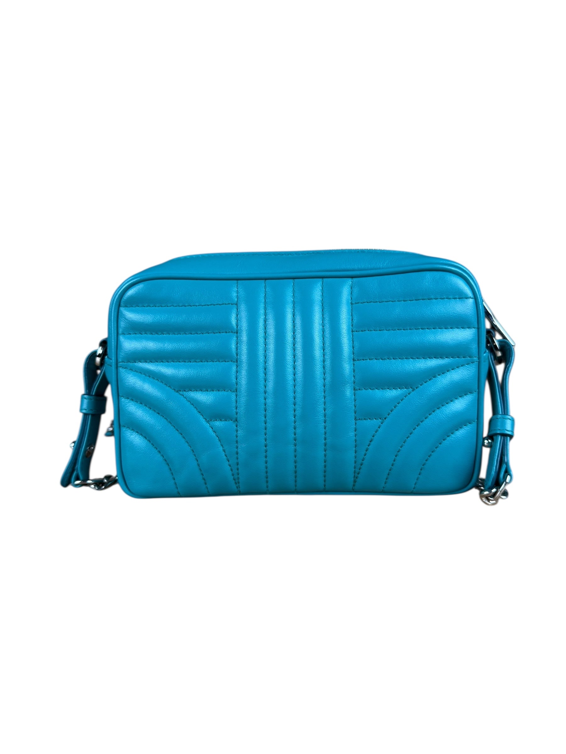 Prada Teal Diagramme Leather Chain Crossbody