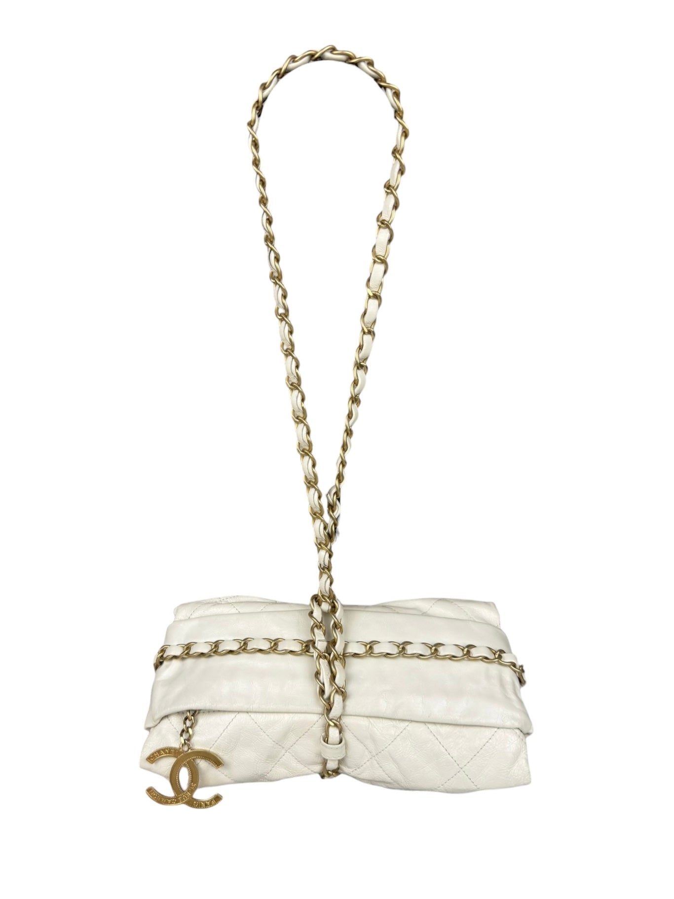 Chanel White Quilted Leather Midnight Swim Baluchon Clutch 2012