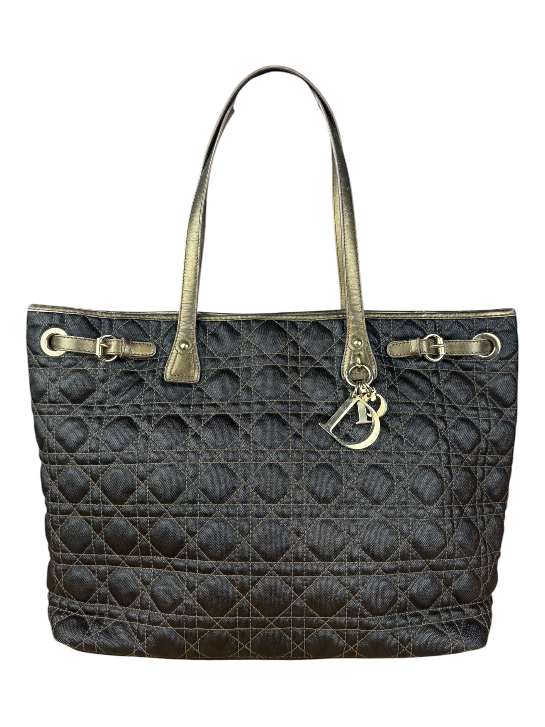 Christian Dior Cannage Quilted Panarea Tote Bag Black