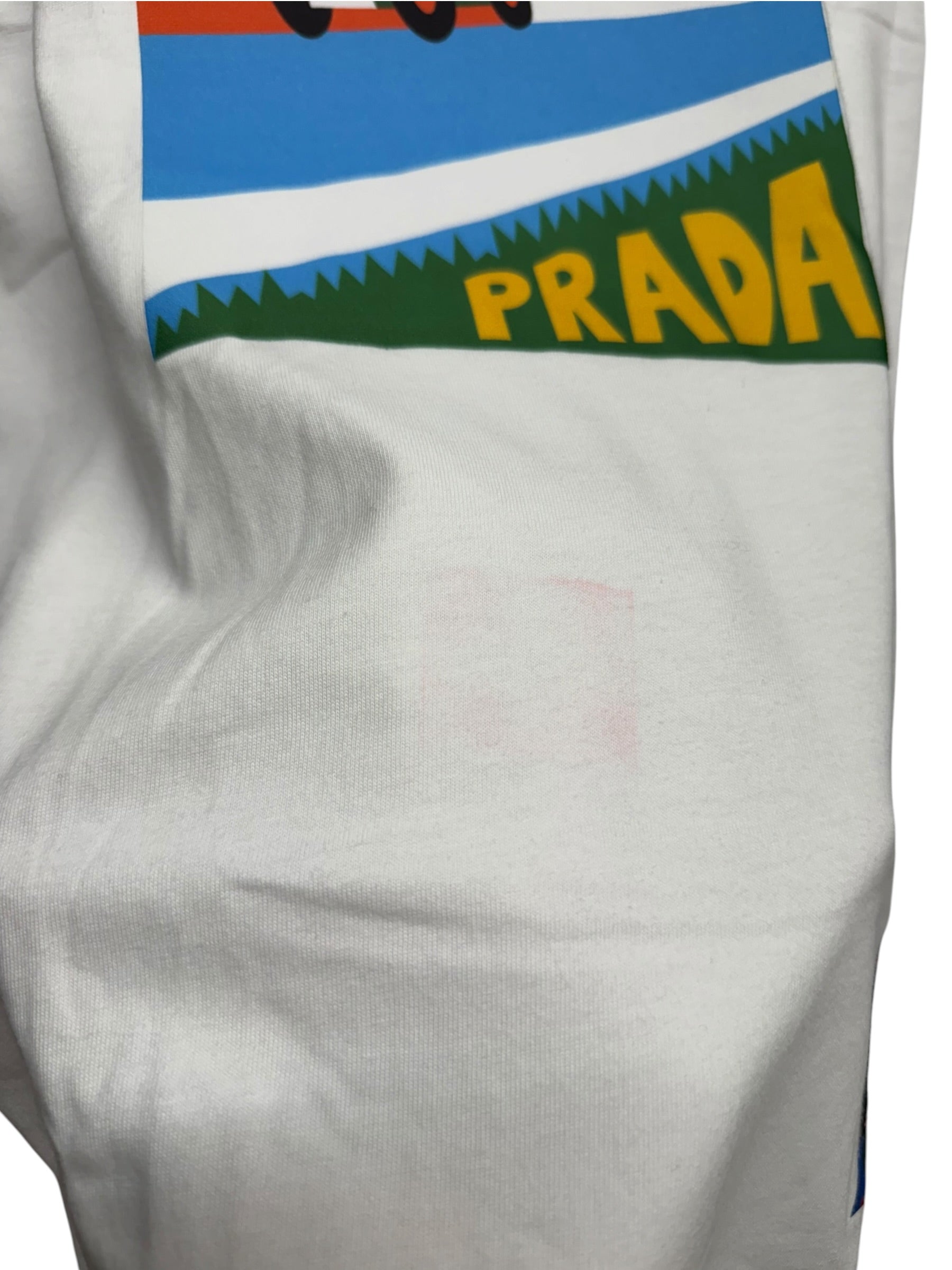 Prada White Graphic Race Car Print T Shirt