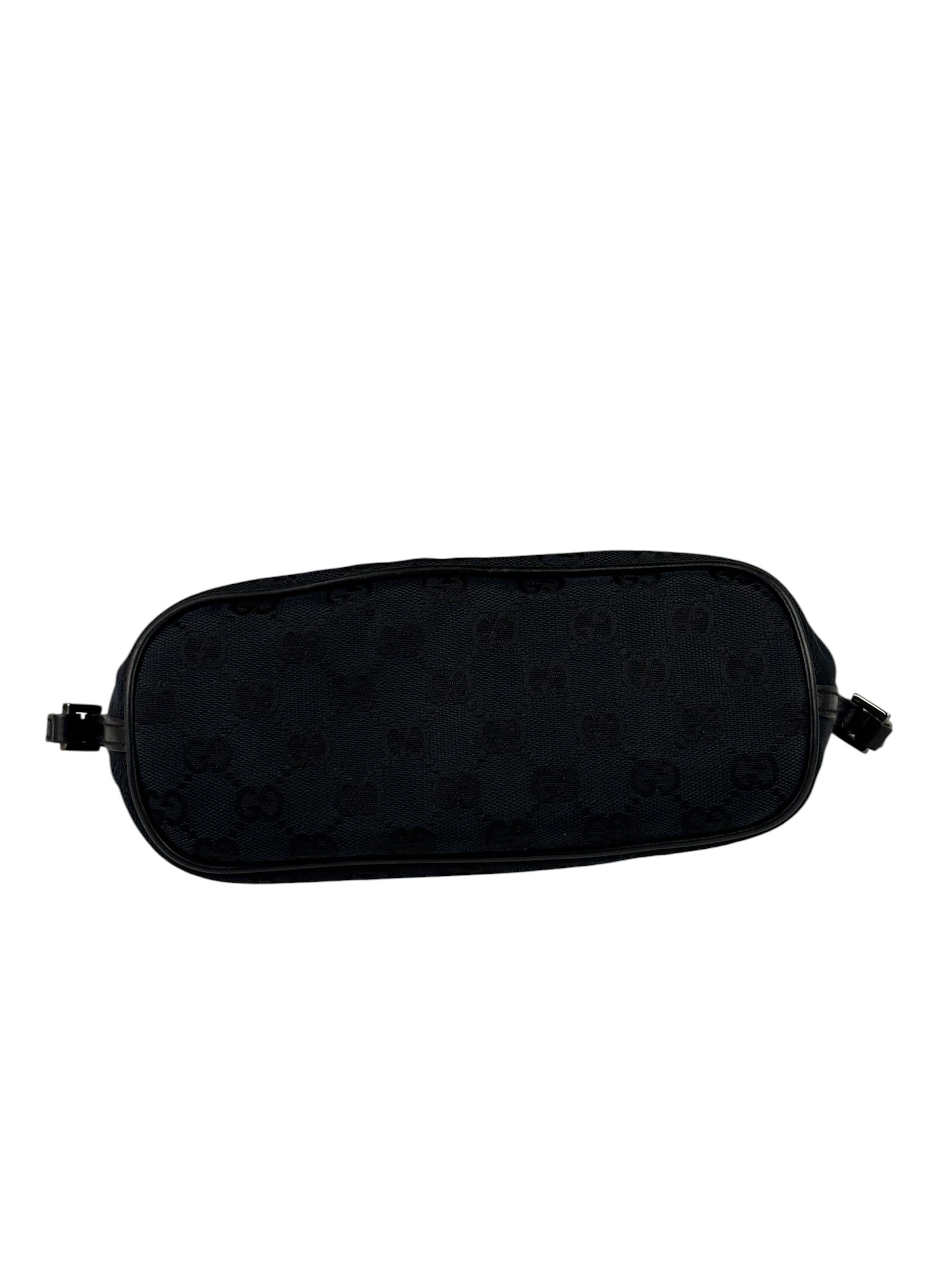 Gucci Black Canvas GG Print Mini Boat Pochette