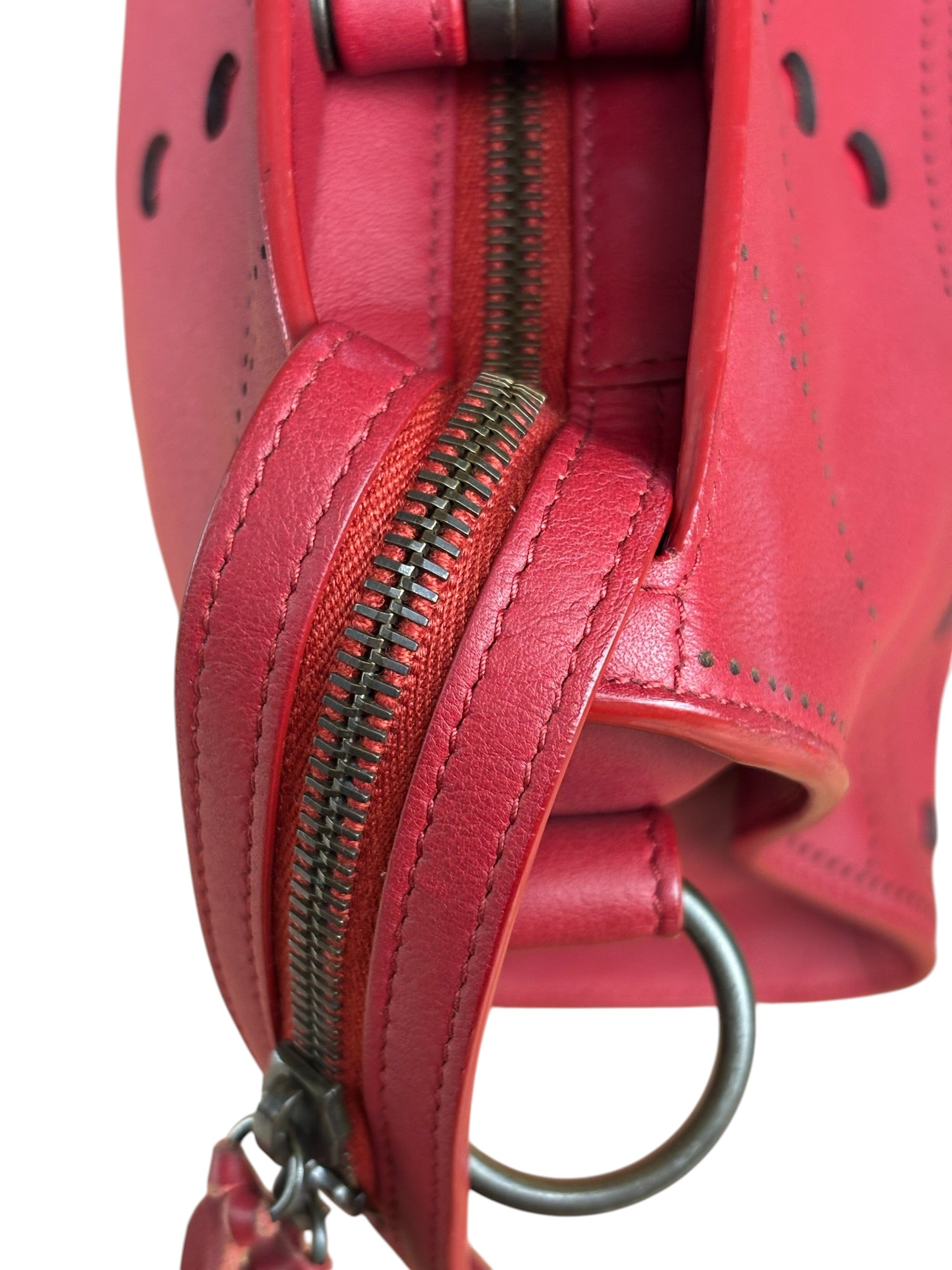 Balenciaga Red Leather Blackout City Two-Way Bag