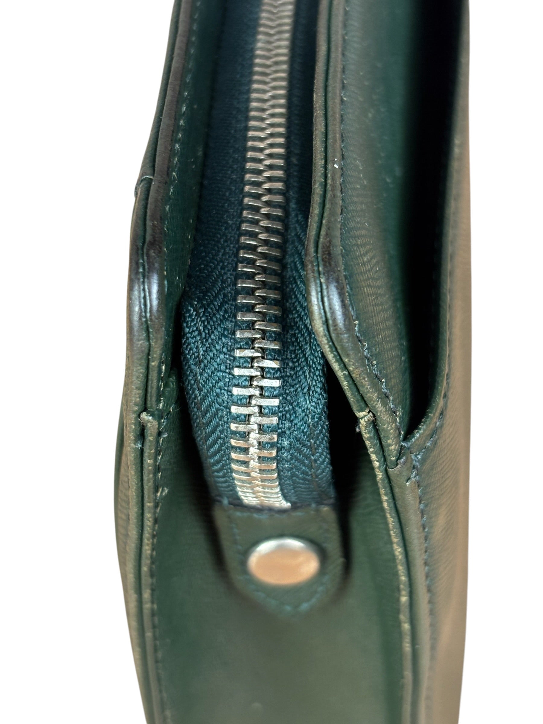 Burberry Dark Green Saffiano Leather Clutch