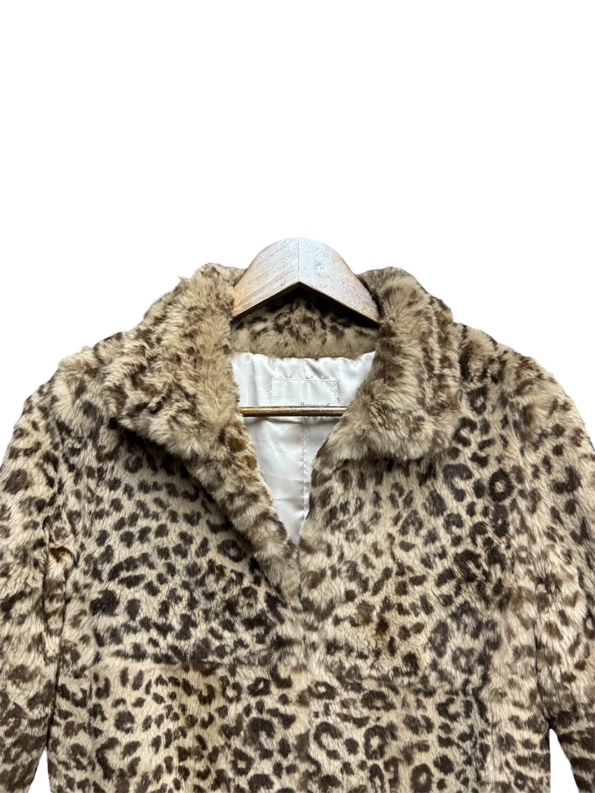 Vintage Rouge Vif Leopard Print Rabbit Fur Coat