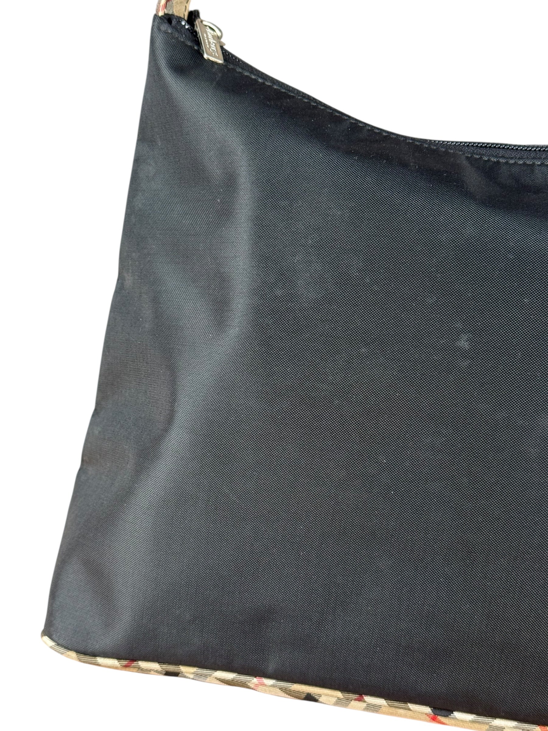 Burberry Nylon Check-Trimmed Shoulder Bag