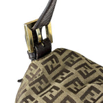 Fendi Brown Leather Trim Zucca Mamma Baguette