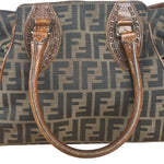 Fendi Vintage Leather Trim Zucca Etnico/Du Jour Tote Bga