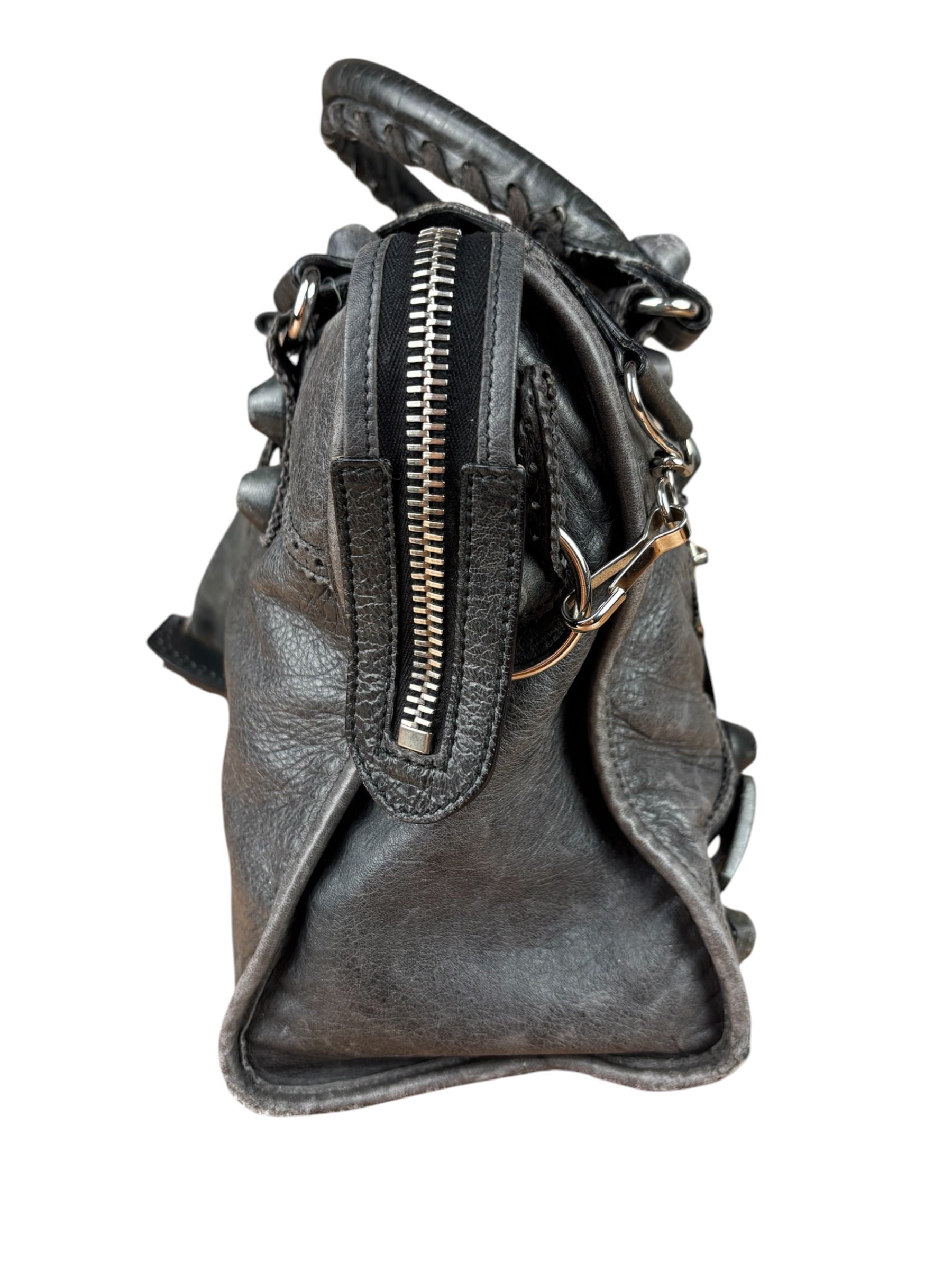 Balenciaga Dark Grey Covered Brogues City Bag