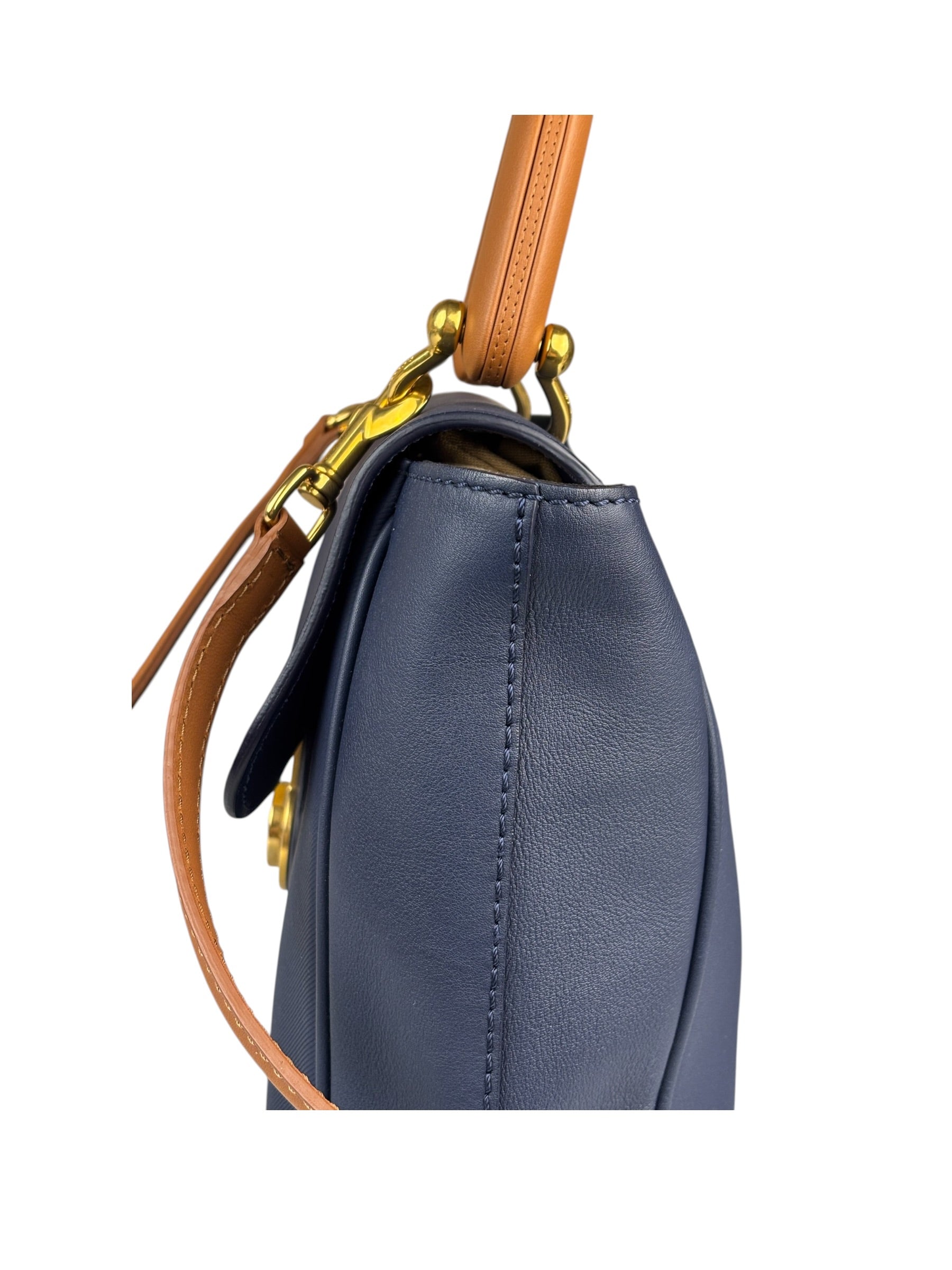 Burberry Navy Blue/Brown Dk88 Medium Two-Way Bag