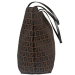 Fendi FF Vintage Brown Zucca Print Zip Shoulder Tote
