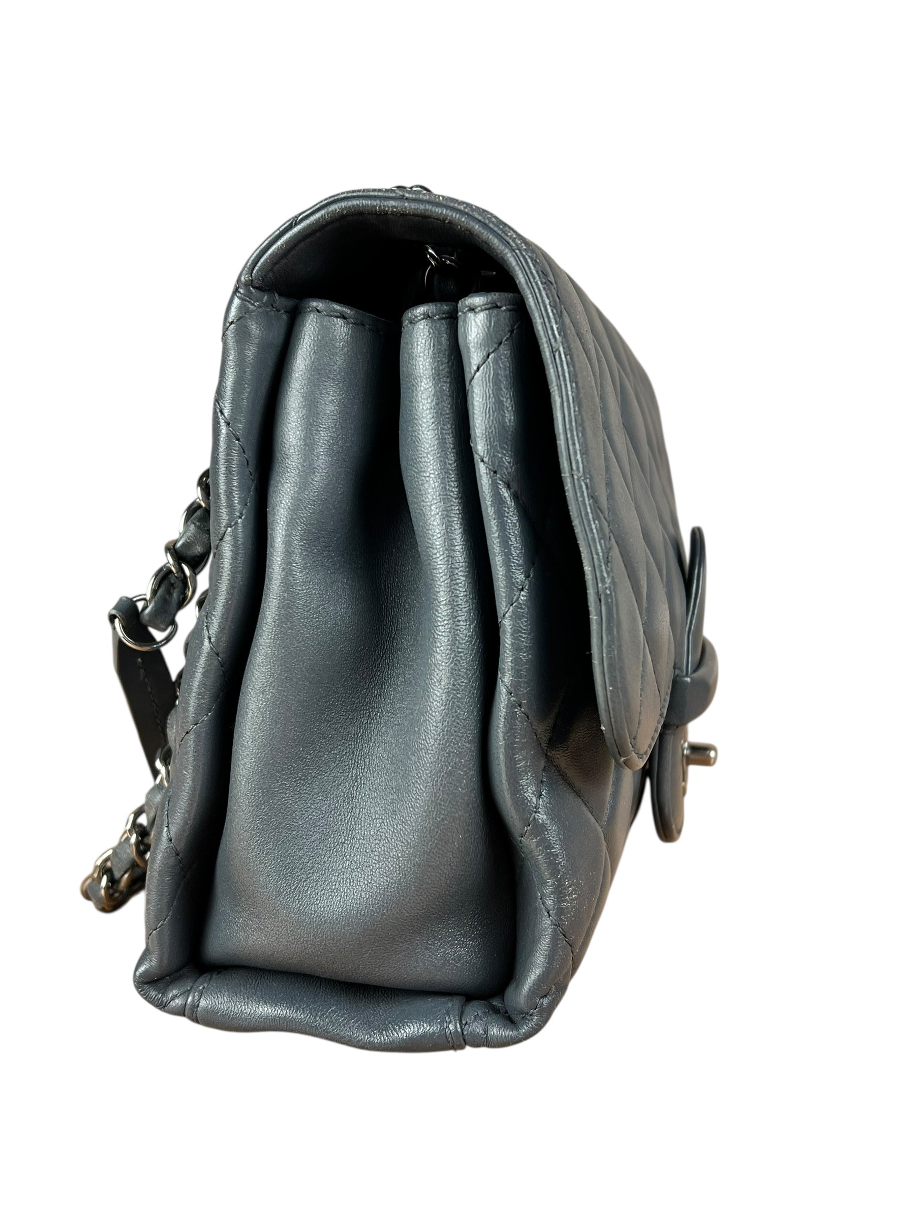 Chanel Dark Grey Quilted Leather Loop Flap Bag 2014