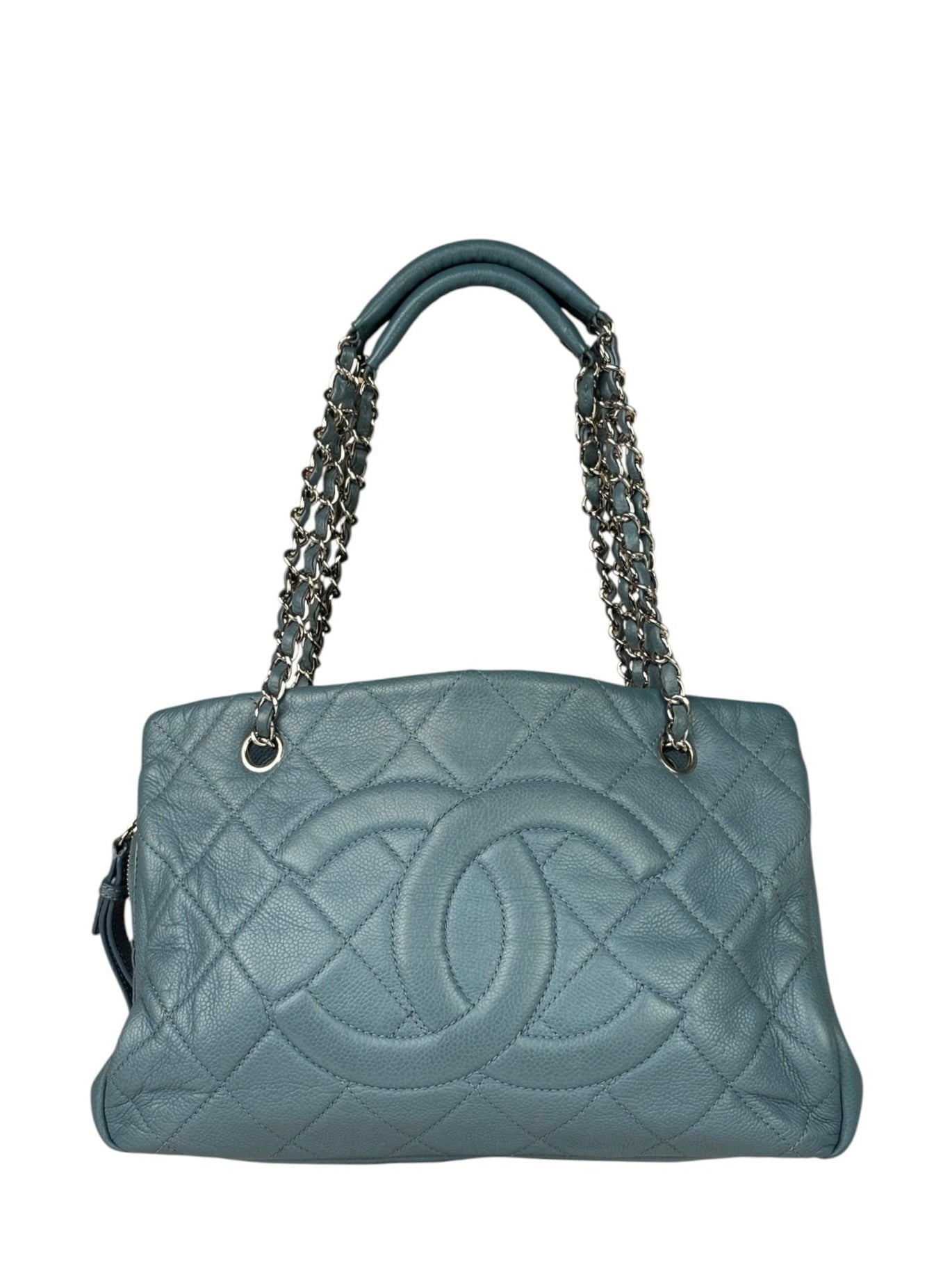 Chanel Blue Caviar Quilted CC Timeless Soft Shopper Tote 2010