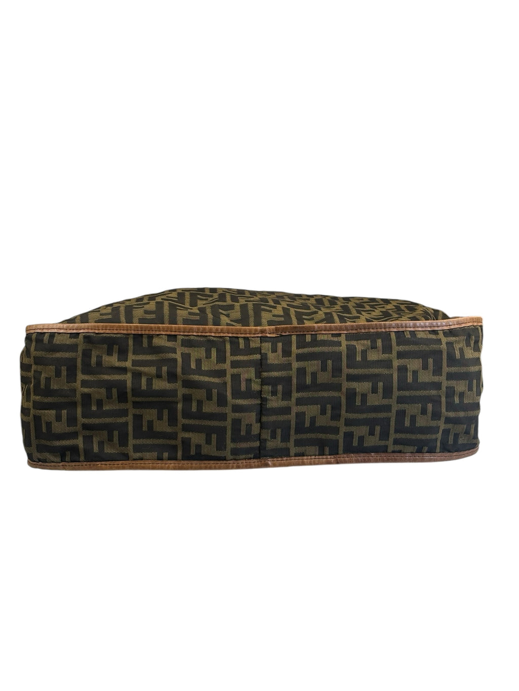 Fendi Zucca Print Brown Canvas Leather Trim Messenger Crossbody