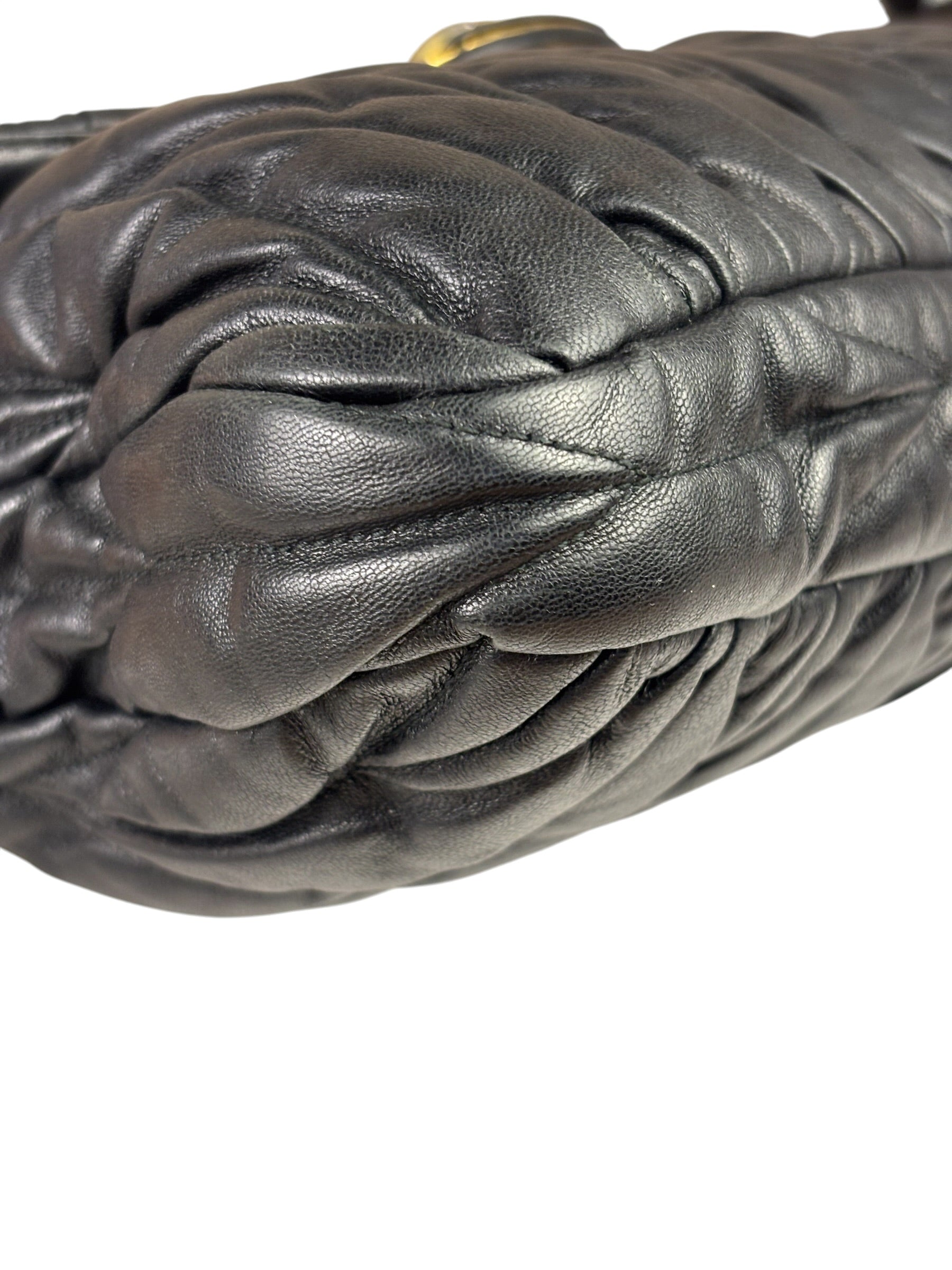 Miu Miu Black Leather Matelasse Shoulder Bag