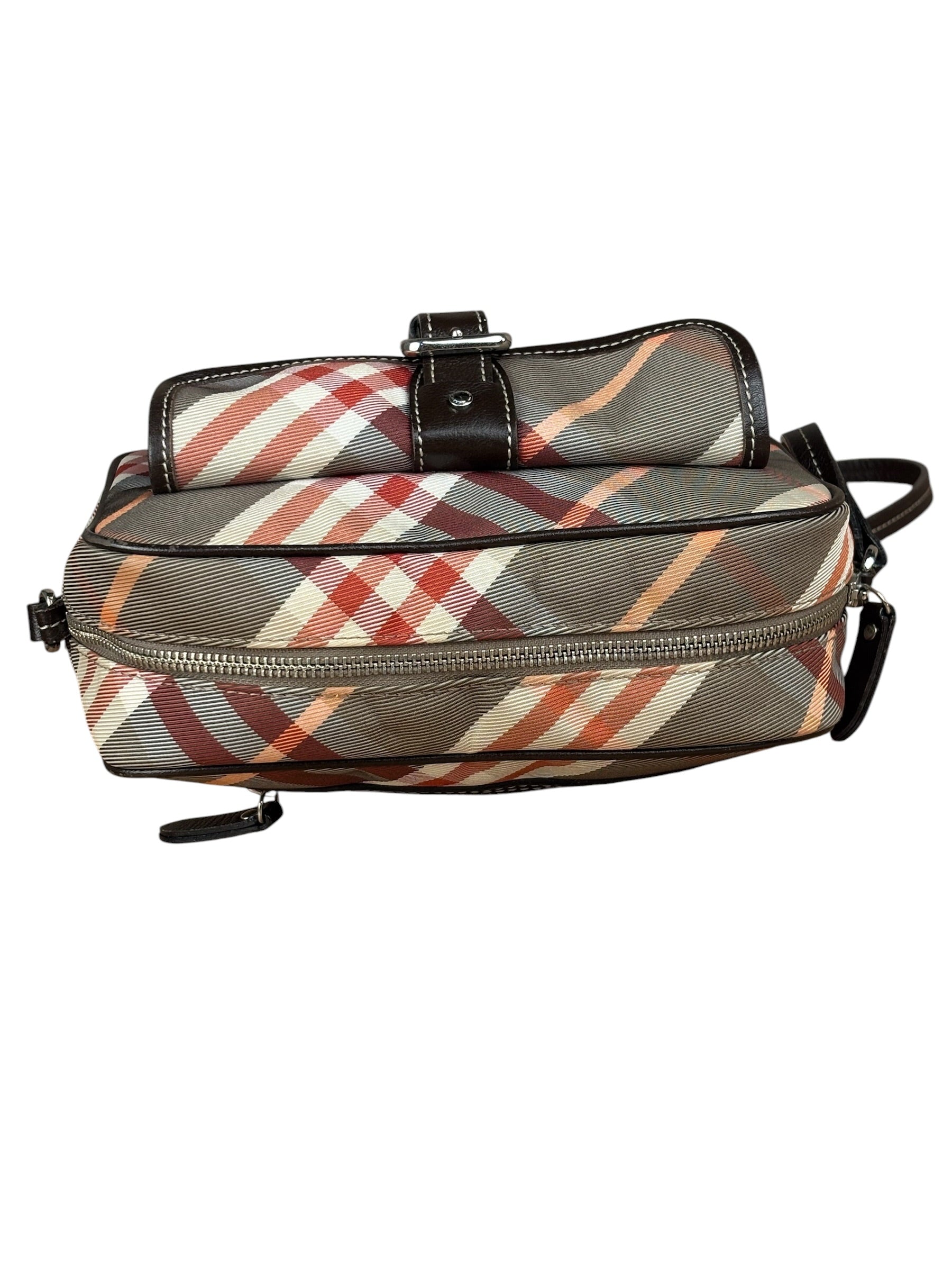 Burberry Nylon Leather Trim Nova Check Crossbody Bag