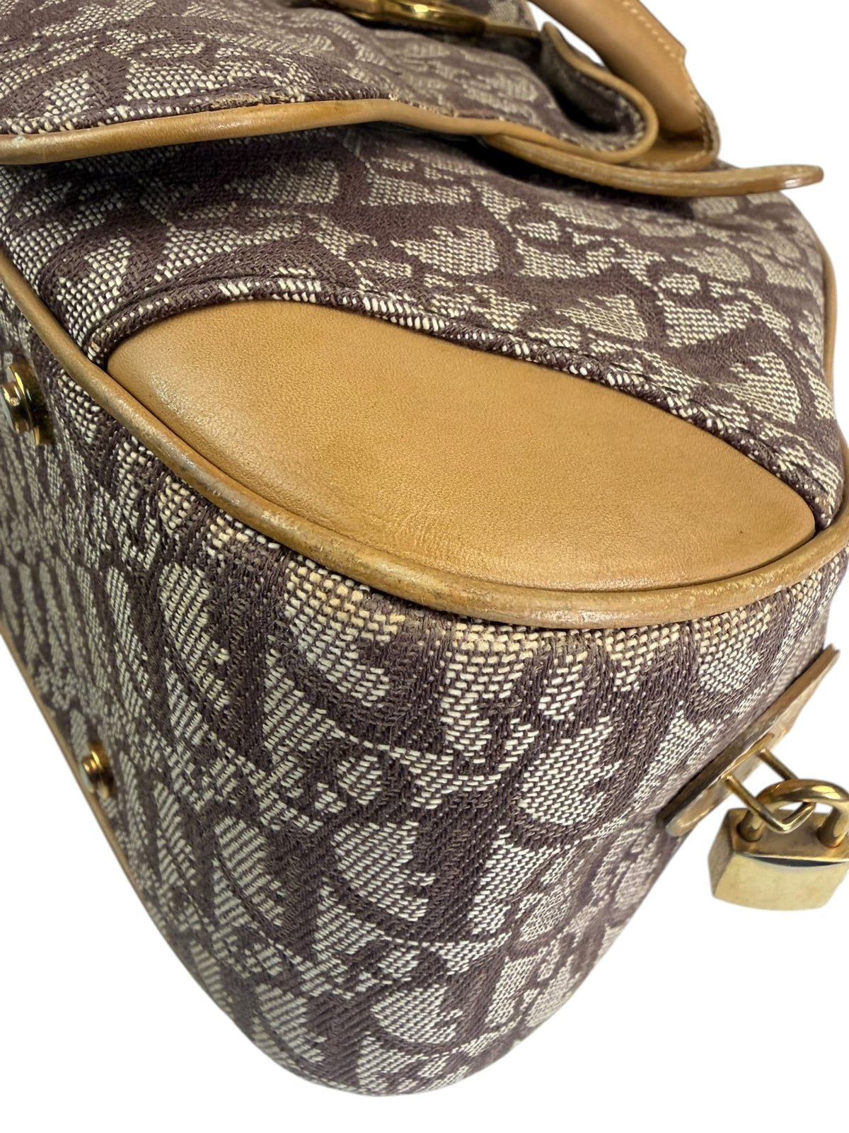 Christian Dior Beige/Brown Trotter Double Saddle Bowler Bag