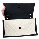 Chanel Quilted Two Tone Leather Flap Bag White