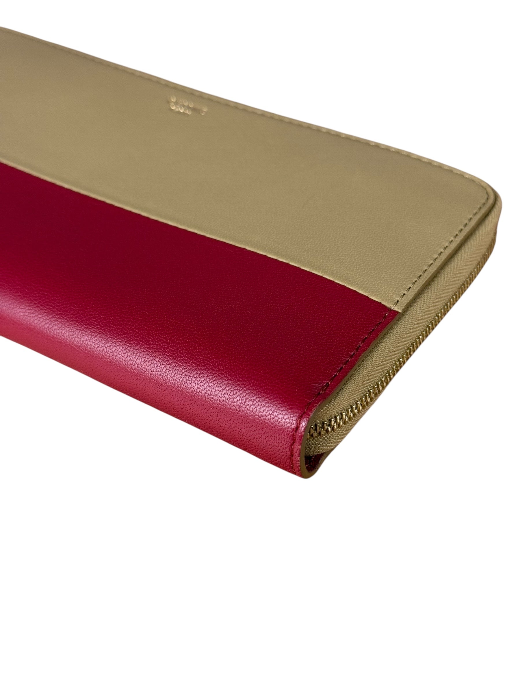Celine Stripe Leather Zip Wallet