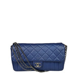 Chanel Blue Metallic Calf-Skin Chain Flap Bag 2014