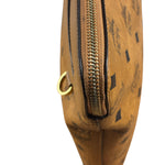 MCM Visetos Brown Leather Diamond Wristlet Flat Pouch
