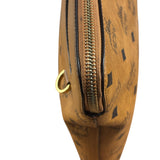 MCM Visetos Brown Leather Diamond Wristlet Flat Pouch