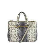 Gucci Cream/Grey Python-Embossed Horsebit Bright Bit Tote